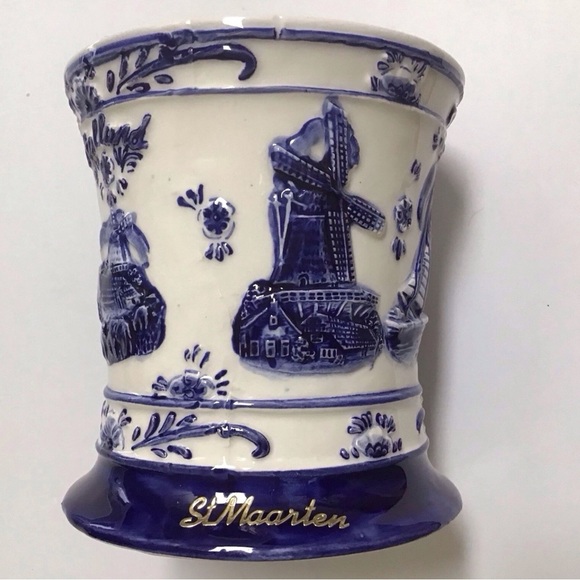 Delft Blue Holland Coffee Mug Handmade Tea Cup St. Maarten Windmill Vintage 4” - Picture 13 of 15
